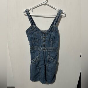 Y2K Japna Mini Dress Womens Size Medium jean denim Smocked Sundress